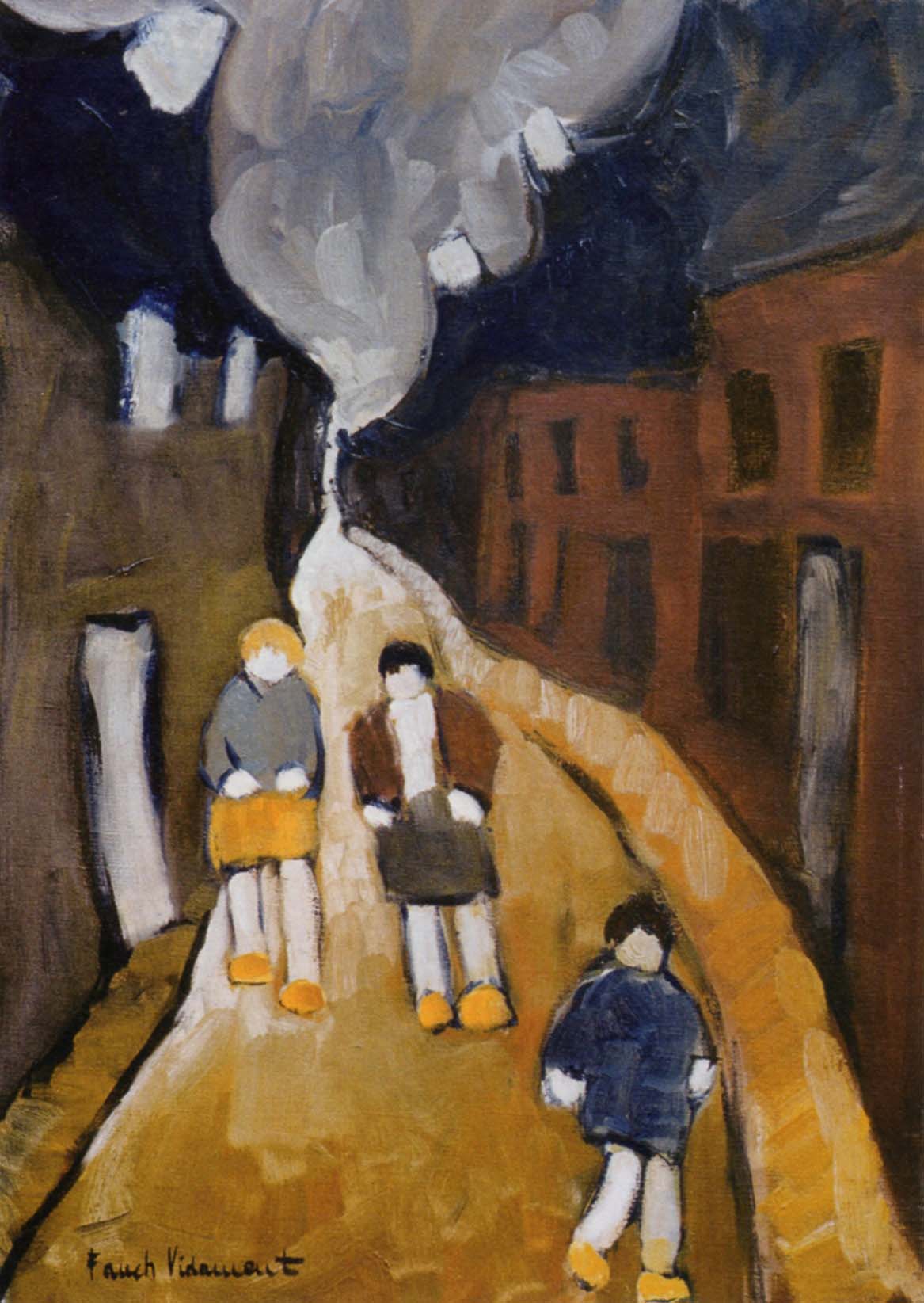 Gamins dans la rue, huile sur toile, 1976