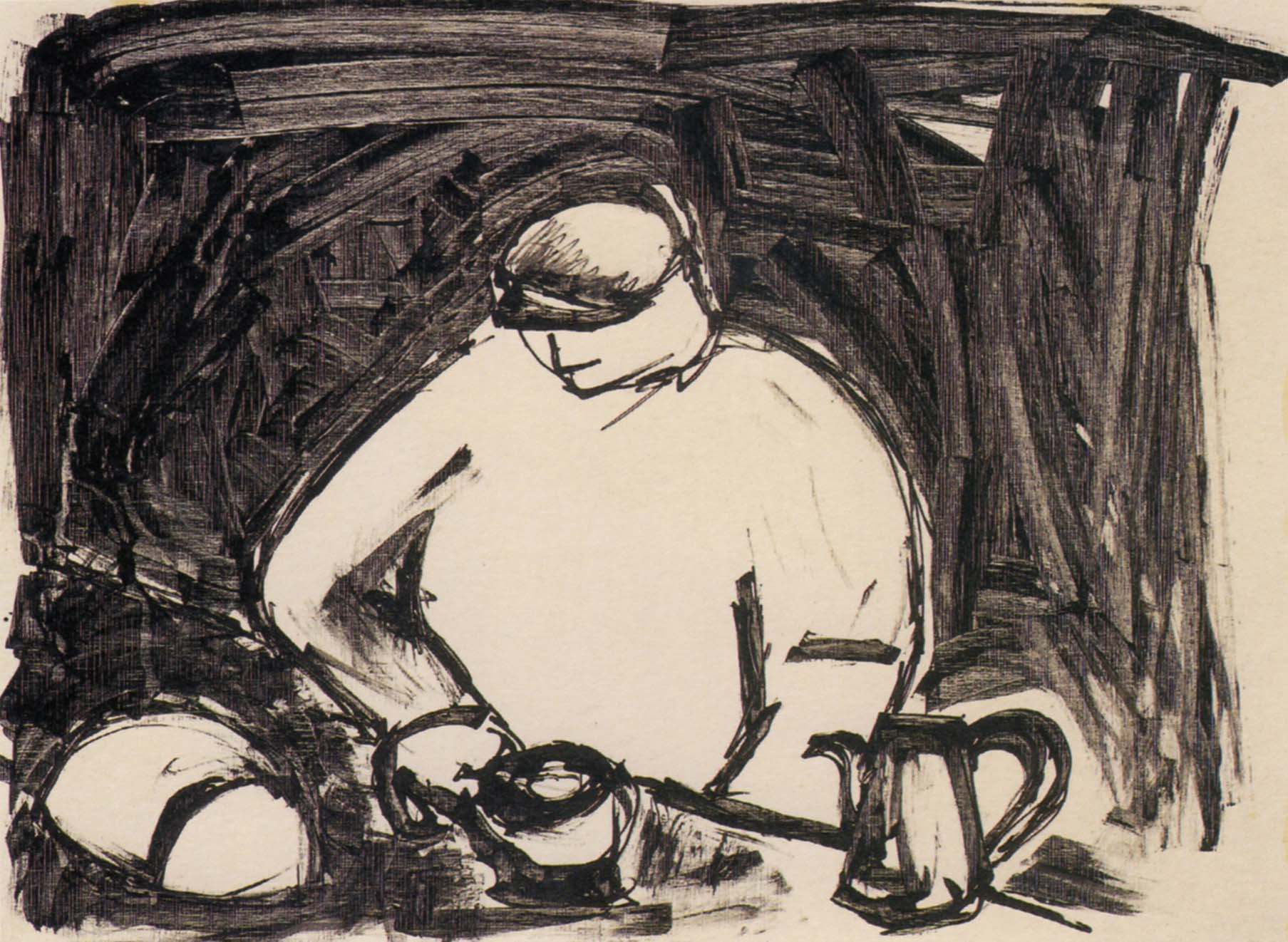 Le café noir, dessin, 24x32cm, 1979